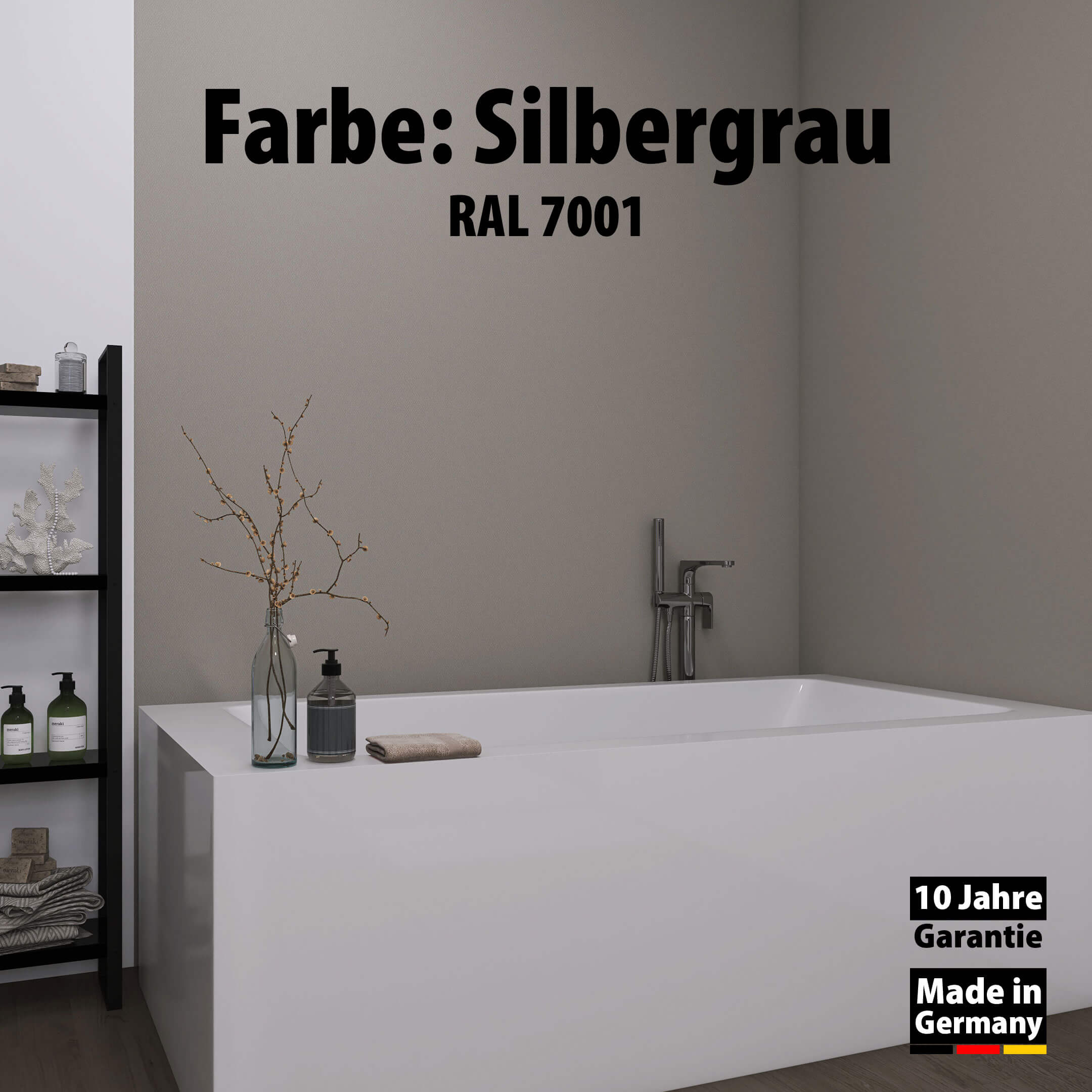 Duschrückwand - Silbergrau (250x100cm)