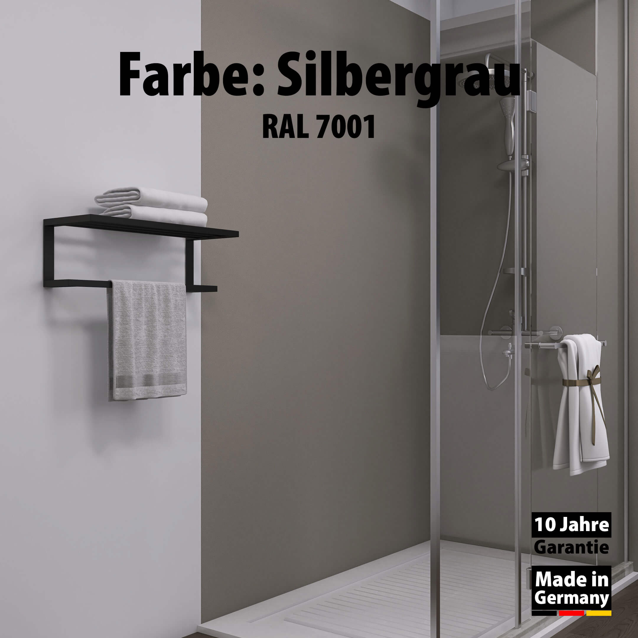 Duschrückwand - Silbergrau (250x100cm)