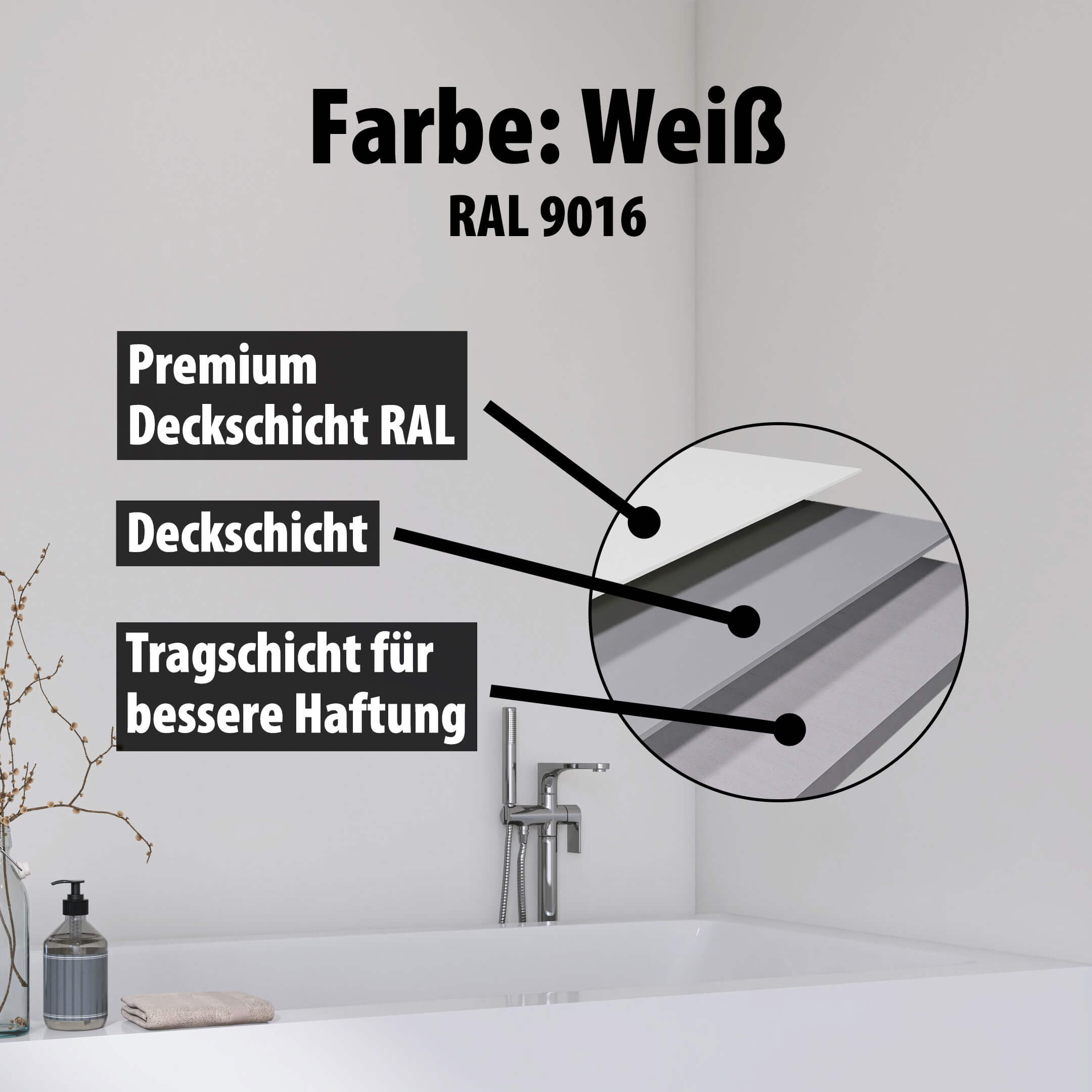 Duschrückwand - Weiß (250x100/200x100)