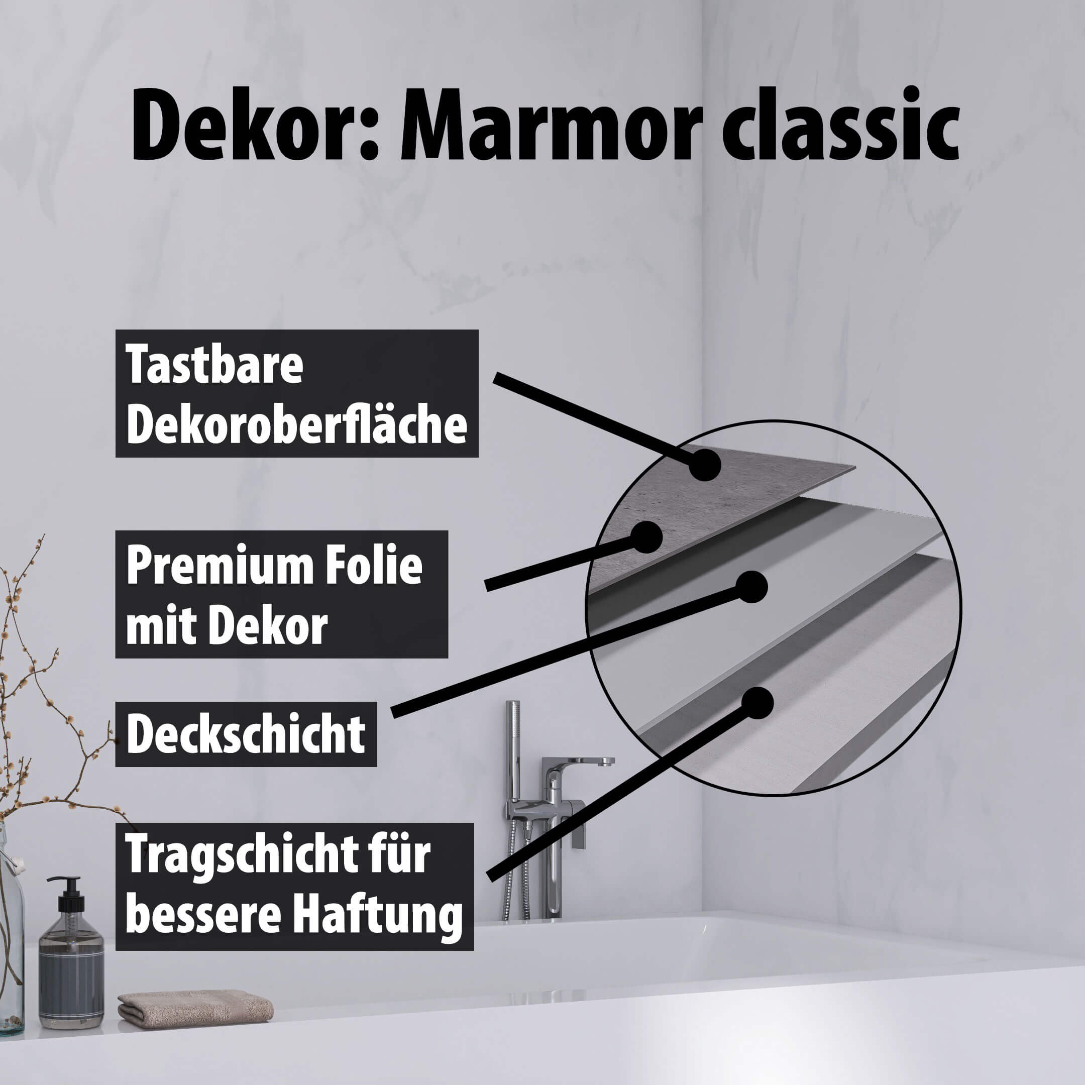 Duschrückwand - Marmor classic (250x100cm)